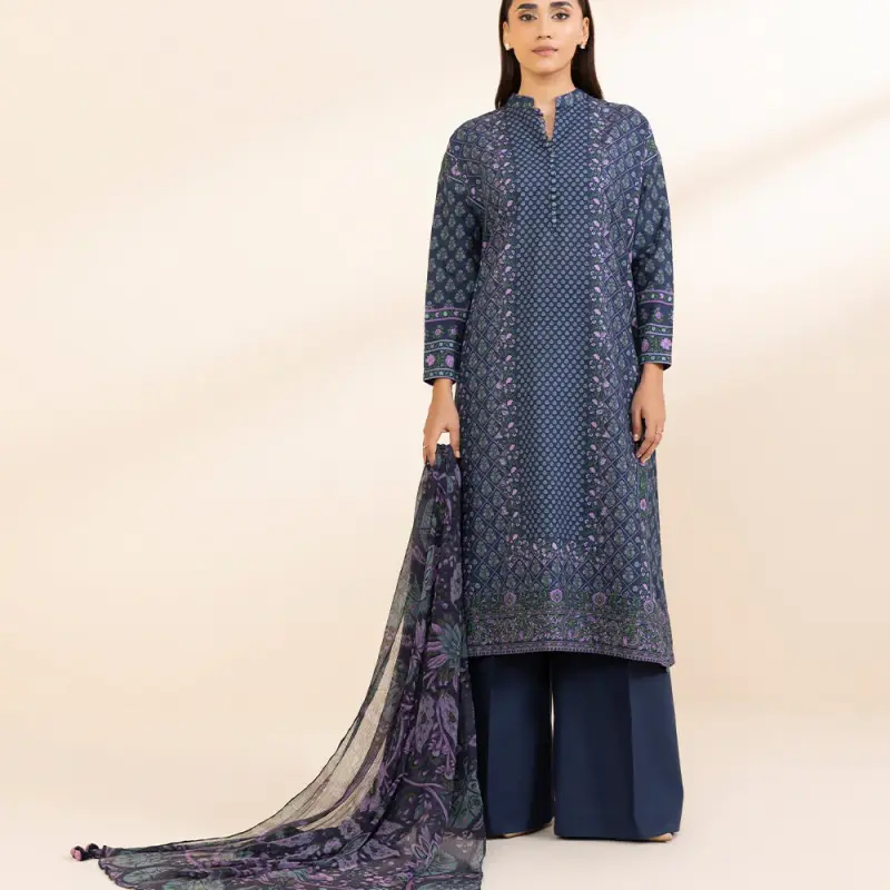 3 Piece - Printed Khaddar Suit