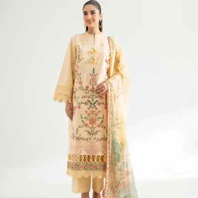 3 Piece - Digital Printed Embroidered Suit