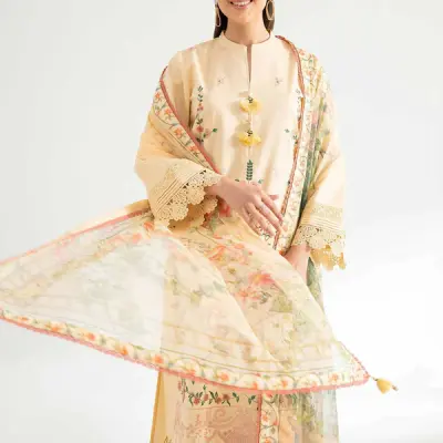 3 Piece - Digital Printed Embroidered Suit