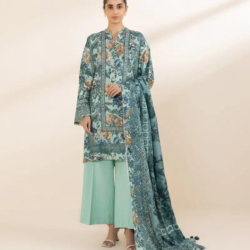 3 Piece - Printed Linen Suit