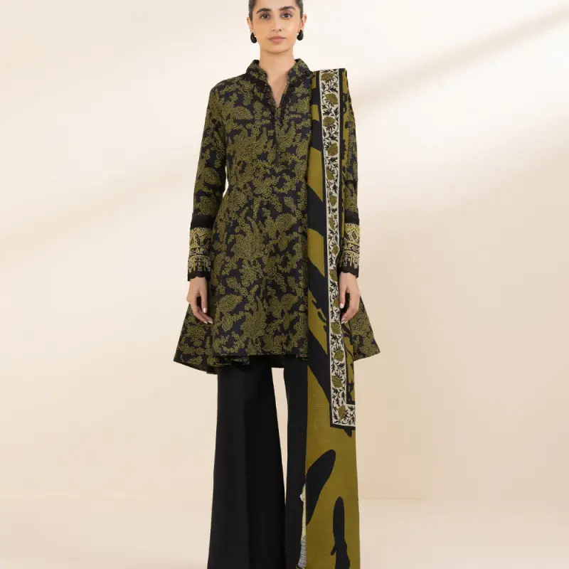 3 Piece - Printed Khaddar Suit