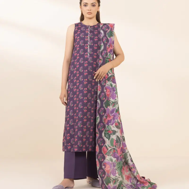 3 Piece - Printed Light Khaddar Suit