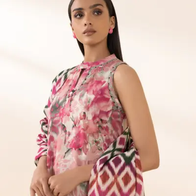 3 Piece - Printed Cambric Suit