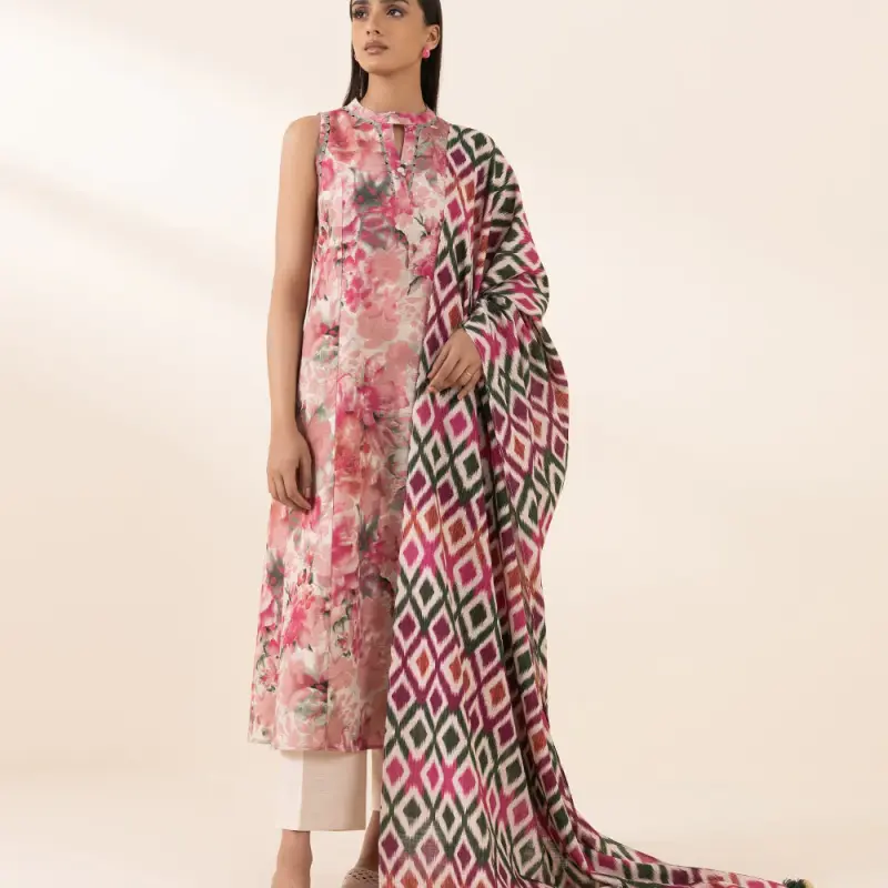 3 Piece - Printed Cambric Suit