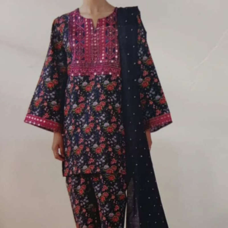 3 Piece - Embroidered Khaddar Suit